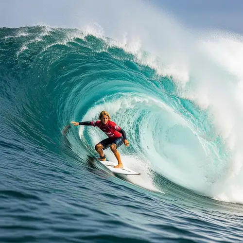 Adrenaline-Fueled Surfer Riding Massive Ocean Wave