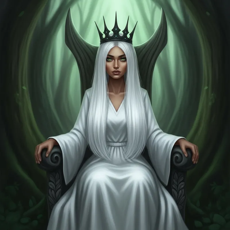 Enchanting Forest Queen with Long White Hair