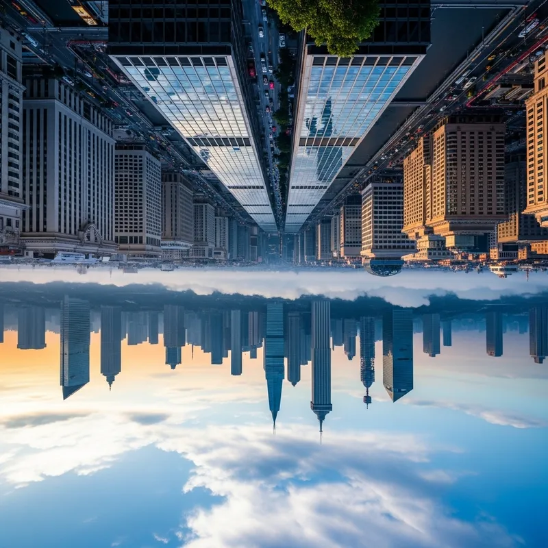 Sophisticated Financial District: Photorealistic Inverted Nature