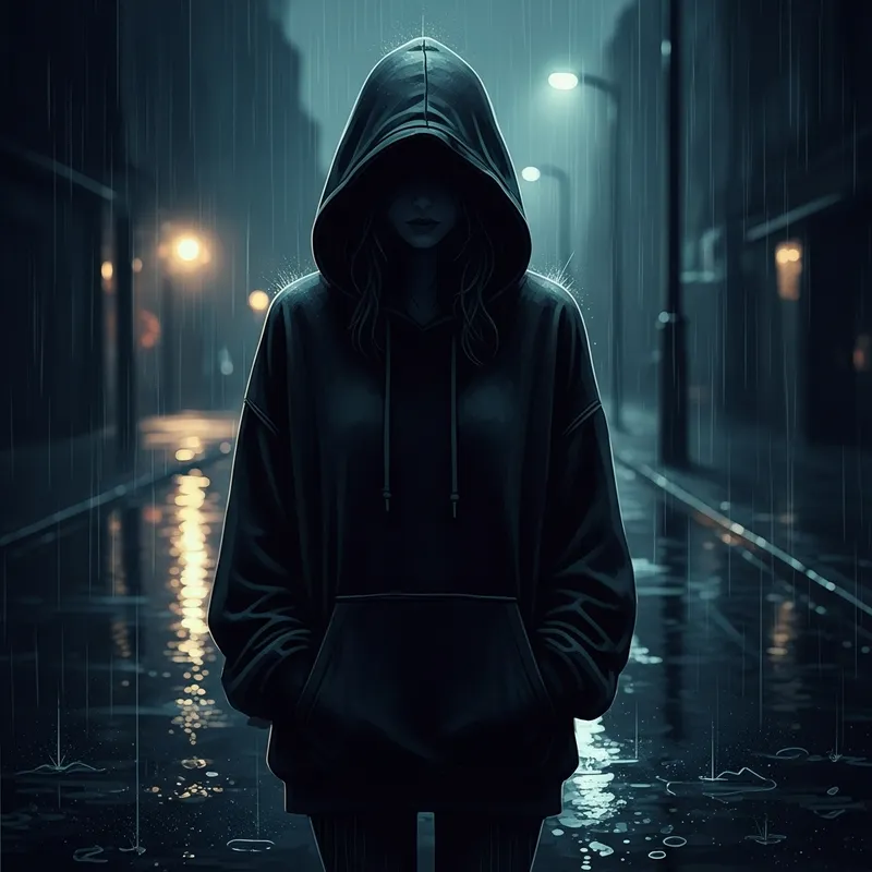 Dark Hoodie Woman - Edgy Illustration
