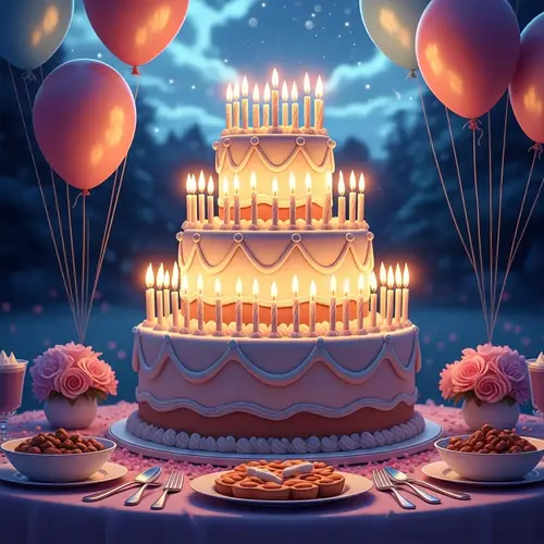 Detailed Three-Tiered Birthday Cake | Vintage 1950s Nostalgia