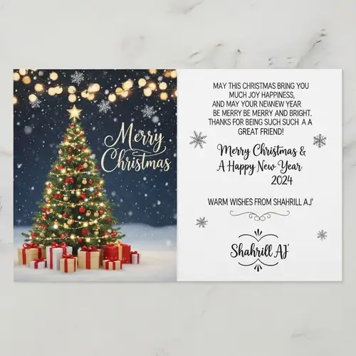 Festive Greeting Card with Sparkling Christmas Scene