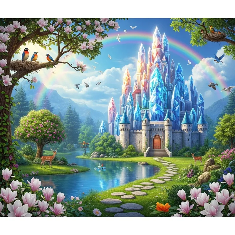 Crystal Castle in Enchanted Forest | Beautiful Nature Picture