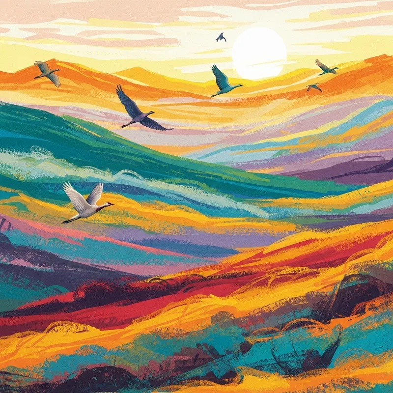 Vibrant Birds in Flight: Artwork of Nature's Essence