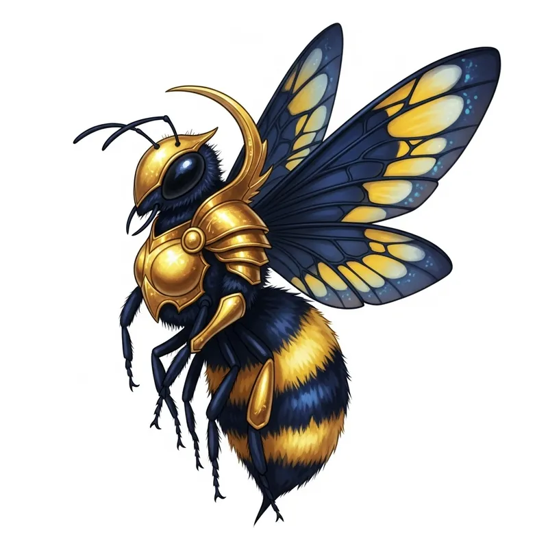 Mythical Faerie Bee: Stunning Navy and Yellow Wings Mythical Faerie Bee: Stunning Navy and Yellow Wings