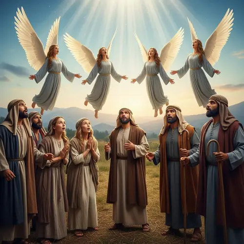 Angelic Encounter in Open Field: Divine Choir Delivers Momentous News