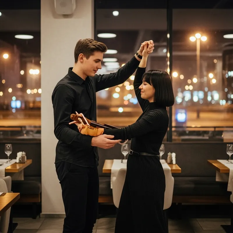 Elegant Dance Performance in Modern Restaurant Setting