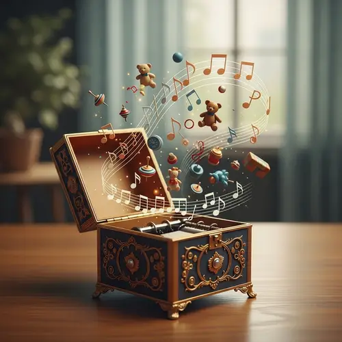 Magical Music Box with Floating Toys and Notes