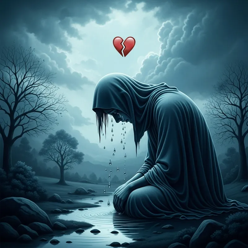 Visual Representation of Sadness in Blue Tones