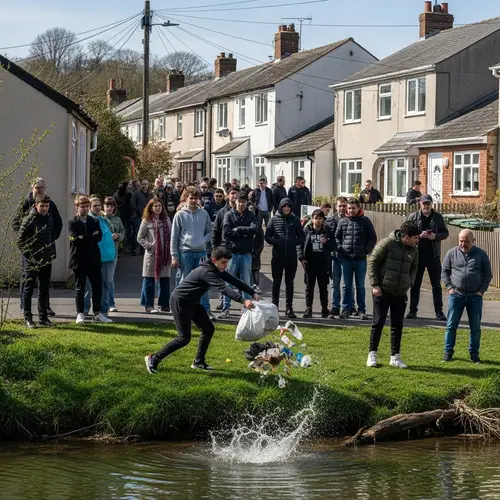 Diverse Community Engaged in Activities | Urban River Scene