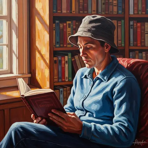 Tranquil Library Scene: Self-Improvement with Books