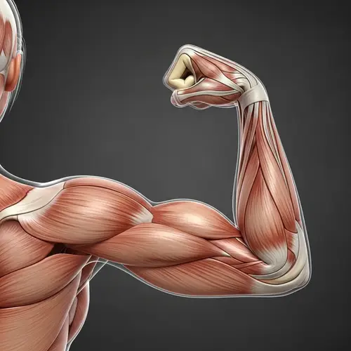 Detailed Anatomical Study of Woman's Flexed Arm Musculature