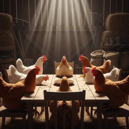 Funny Hen Meeting in Rustic Barn | Hilarious Chicken Gathering