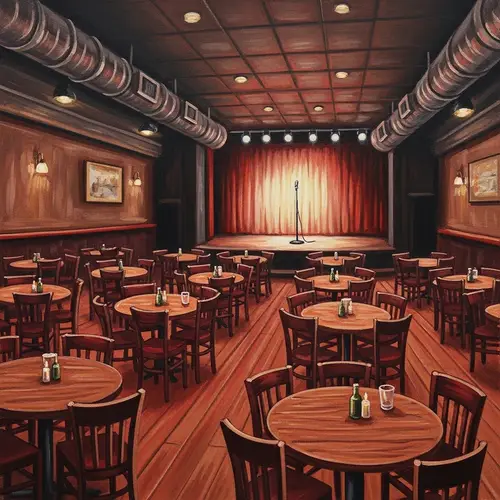 Underground Comedy Club Oil Painting | Unique Artwork