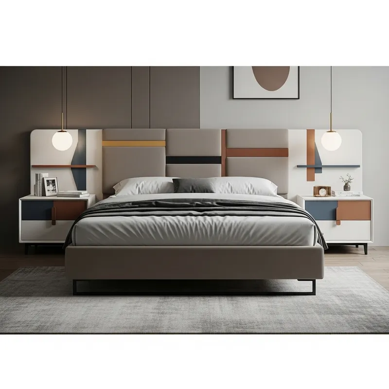 Sleek Modern Queen Bed - Minimalist Style & Earth Tones