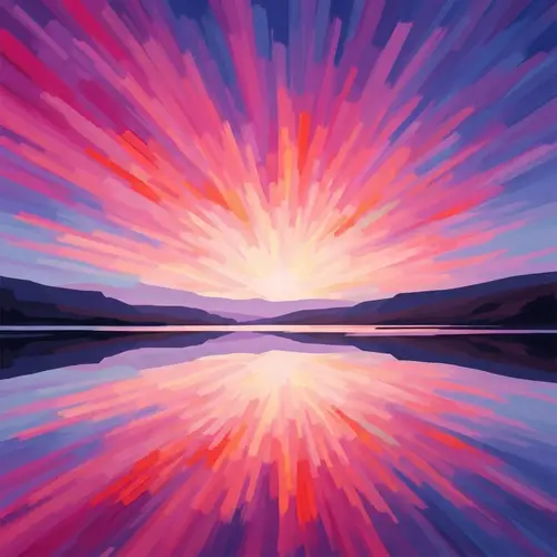 Mesmerizing Landscape with Pink and Purple Sky Reflection