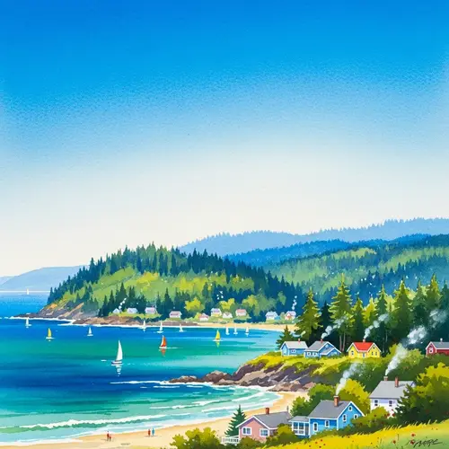 Tranquil Whidbey Island: Luminous Watercolor Scene