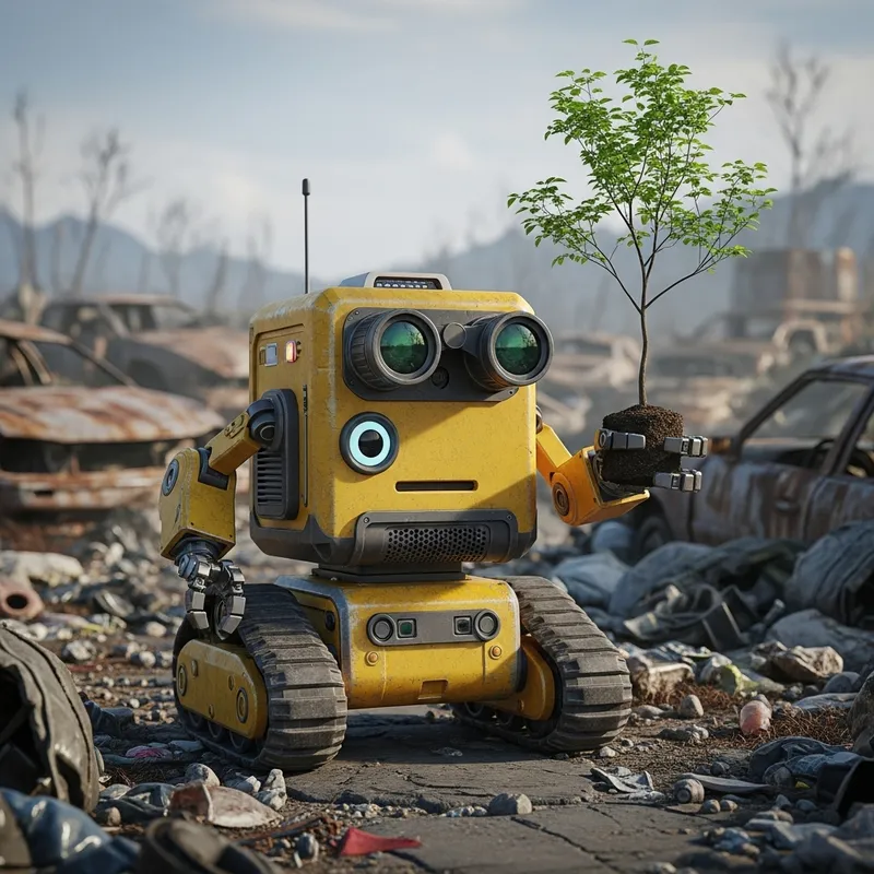 Friendly Robot Navigating Post-Apocalyptic Landscape Friendly Robot Navigating Post-Apocalyptic Landscape