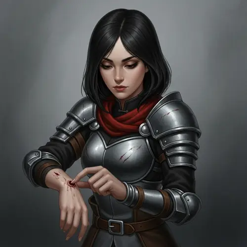 Skilled Warrior Facing Zombie Bite with Calm Resolve