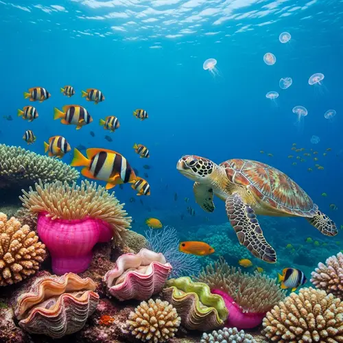 Vibrant Marine Life on Colorful Coral Reef