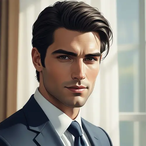 Handsome Caucasian Male Portrait in Stylish Suit