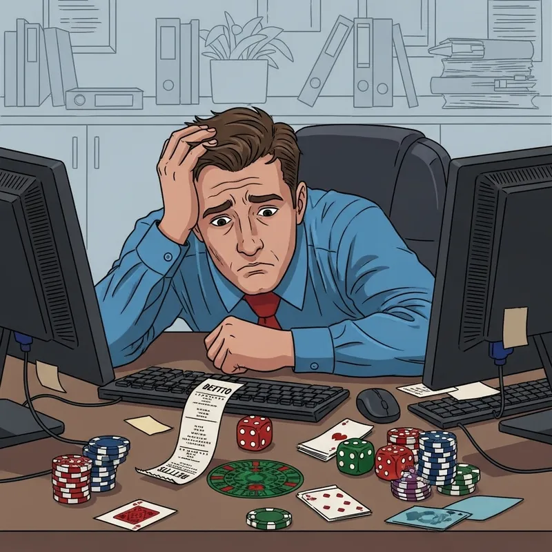 Office Worker Stressed Due to Gambling Habit Office Worker Stressed Due to Gambling Habit
