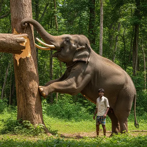Majestic Elephant Breaking Tree Trunk | Wildlife Encounter