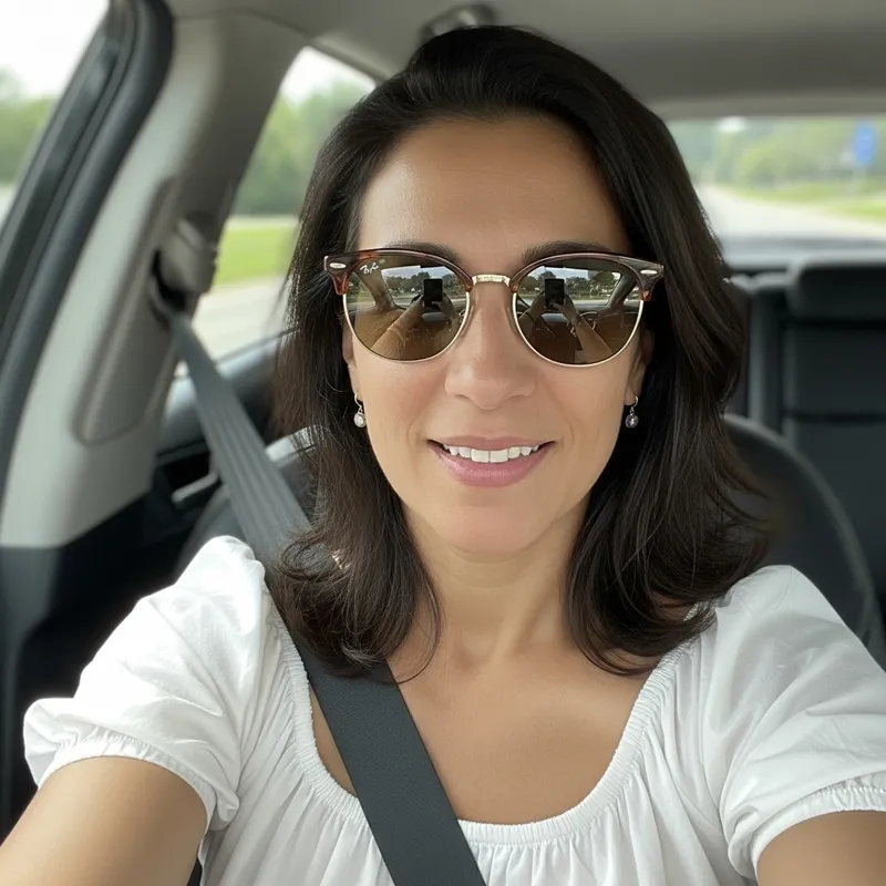 Summer Selfie: Chic 40-Year-Old Woman in Sunglasses