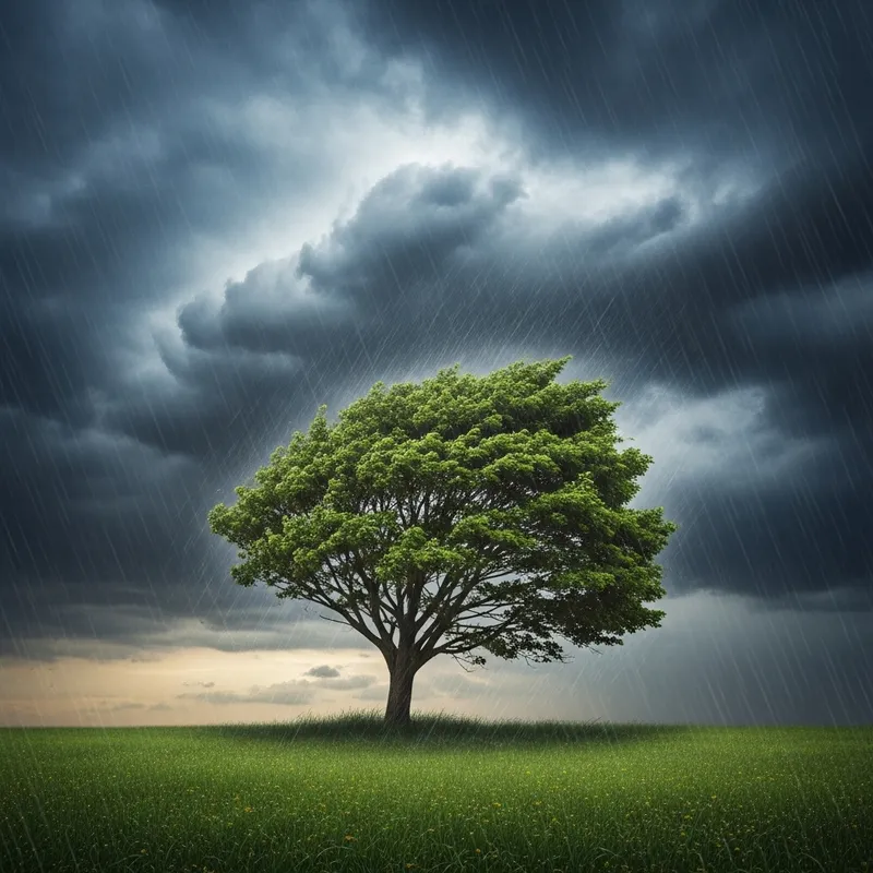 Resilient Tree in Storm - Symbol of Strength and Resistance