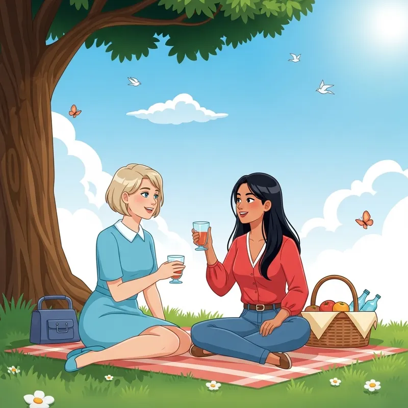 Two Female Friends Enjoying Quality Time Outdoors Two Female Friends Enjoying Quality Time Outdoors