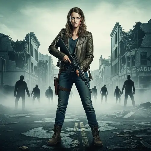 Intense Female Zombie Apocalypse Survivor Poster