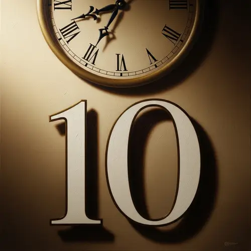 Oil Painting of Number 10 and Vintage Clock | Baroque Style Art