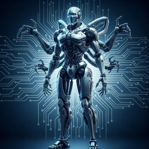 Sophisticated Robot with Metallic Body and Futuristic Technology