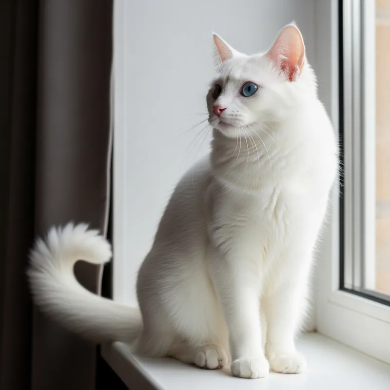 Beautiful White Cat with Piercing Blue Eyes