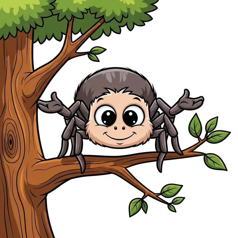 Cute Cartoon Spider in Tree Poses | Vector Image