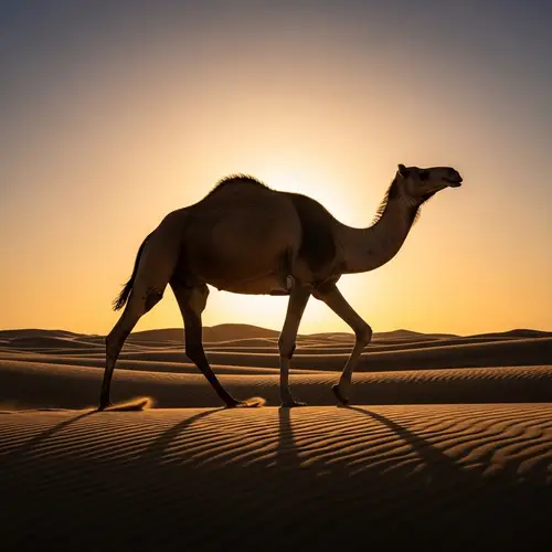 Graceful Camel Walking in Desert | Beautiful Silhouette