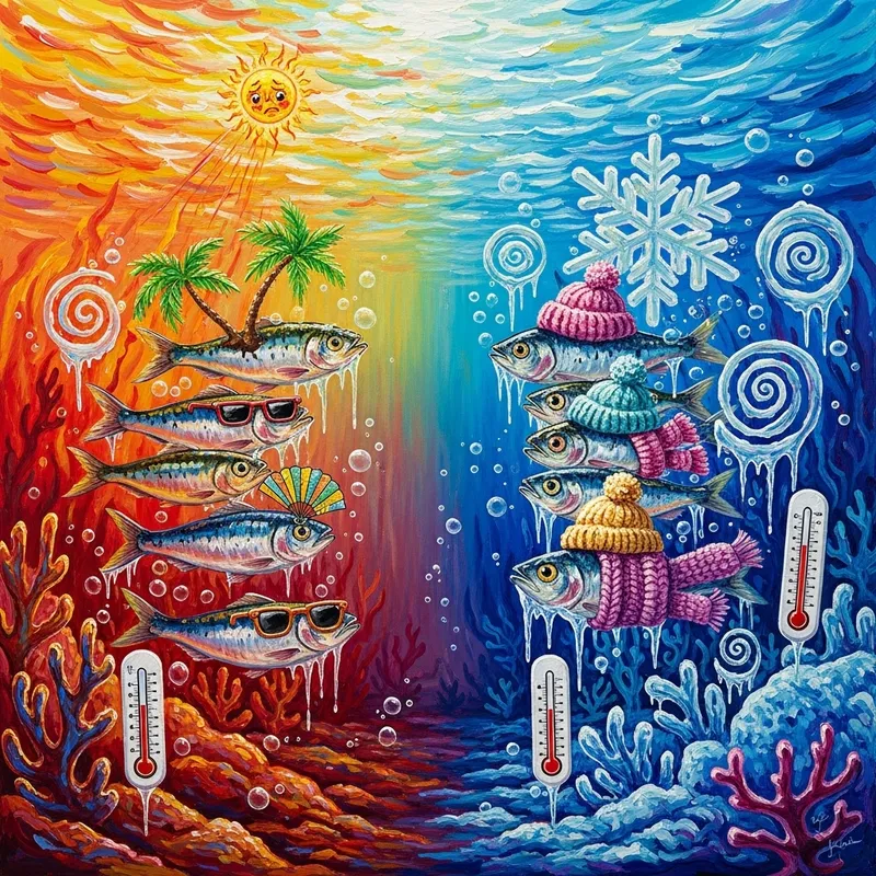 Vibrant Sardine Art: Climate Change & Colorful Seascapes