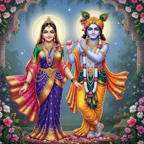 Divine Radha and Krishna Standing Together