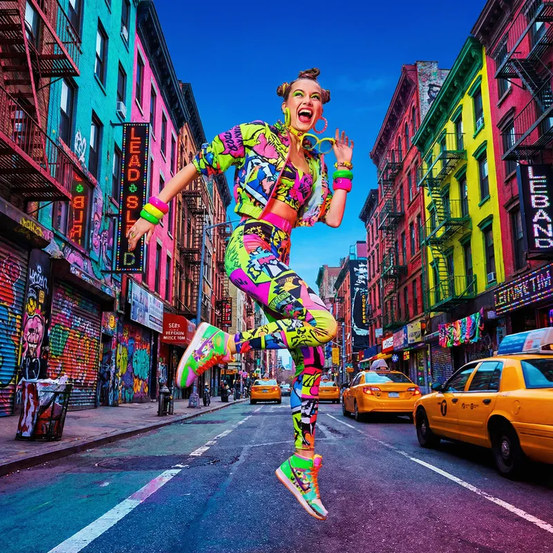 Vibrant Urban Fashion Photography with Bold Colors