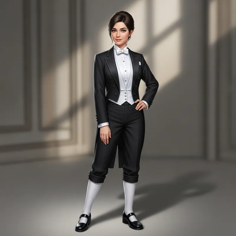 Hailee Steinfeld Tuxedo Outfit with Tights and Mary Jane Shoes