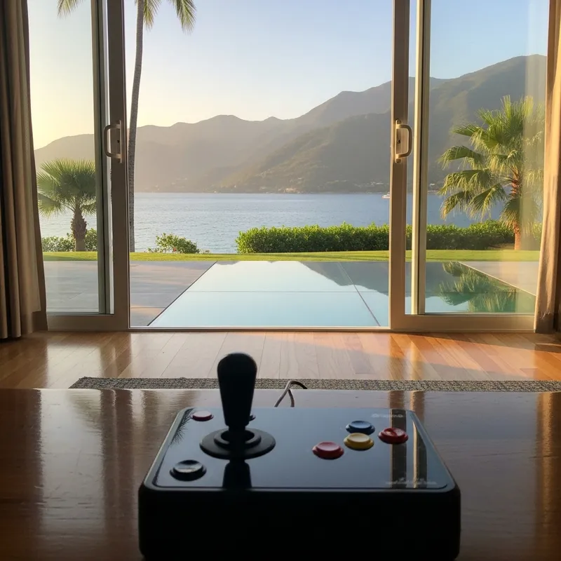 House Arcade: Vintage Joystick with Scenic View