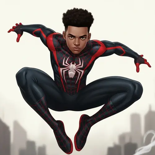 Modern Spider-Themed Suit on African American & Puerto Rican Teen