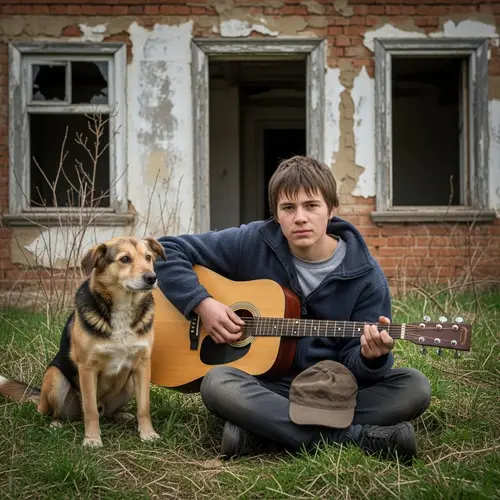 Homeless Boy with Dog: Symbol of Hardship | Emotional Image