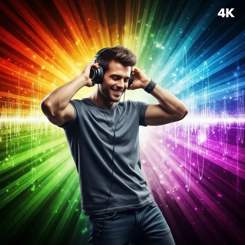 Vibrant 4k Dance Experience with Cool Headphones