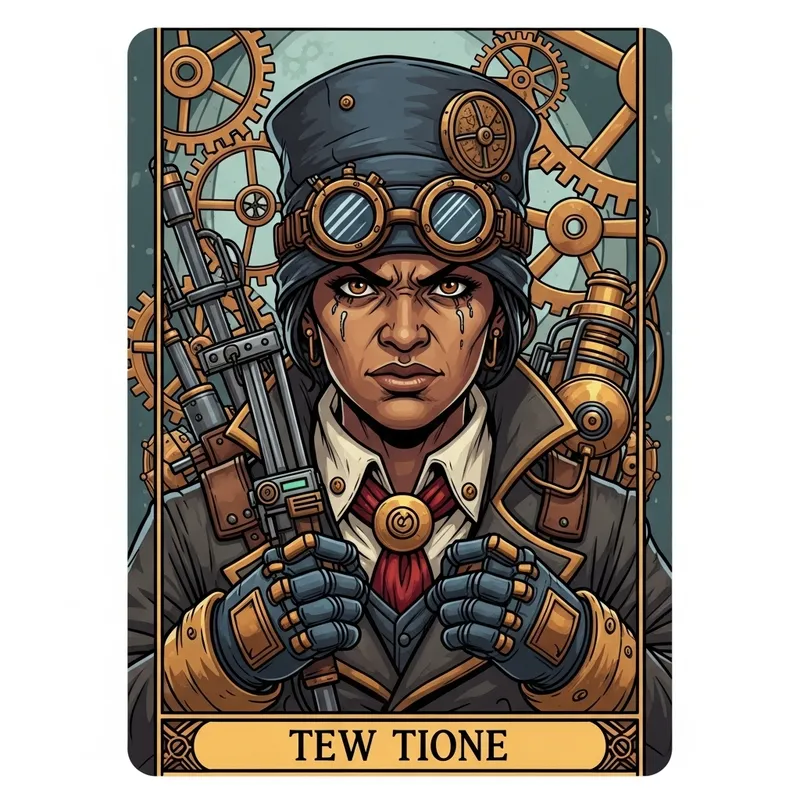 Scary Inventor in Steampunk Goggles | Tarot Card Fantasy Art