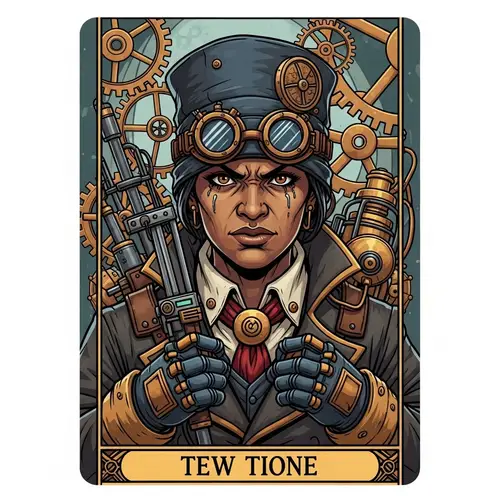Steampunk Tarot Card Inventor | Colorful Tech Fantasy Art