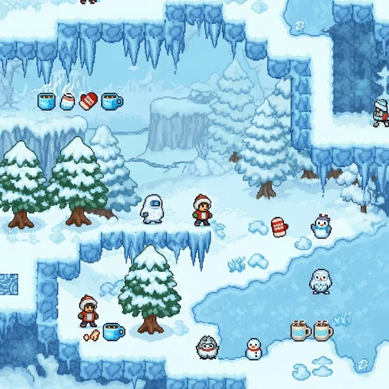 Snowy 2D Pixel Art Game Design - Super Mario Style