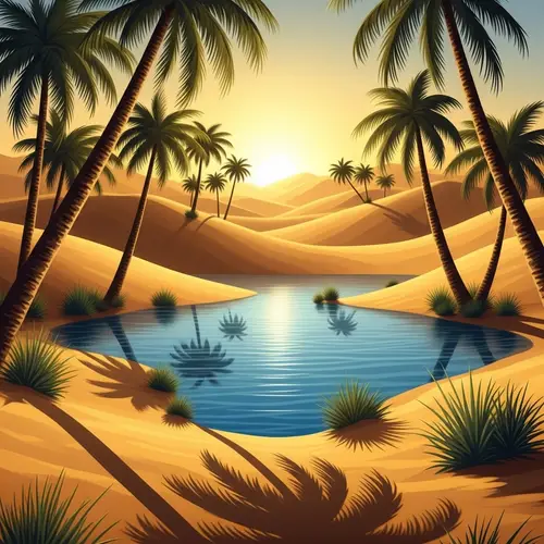 Abstract Desert Oasis Art | Serene Landscape Painting