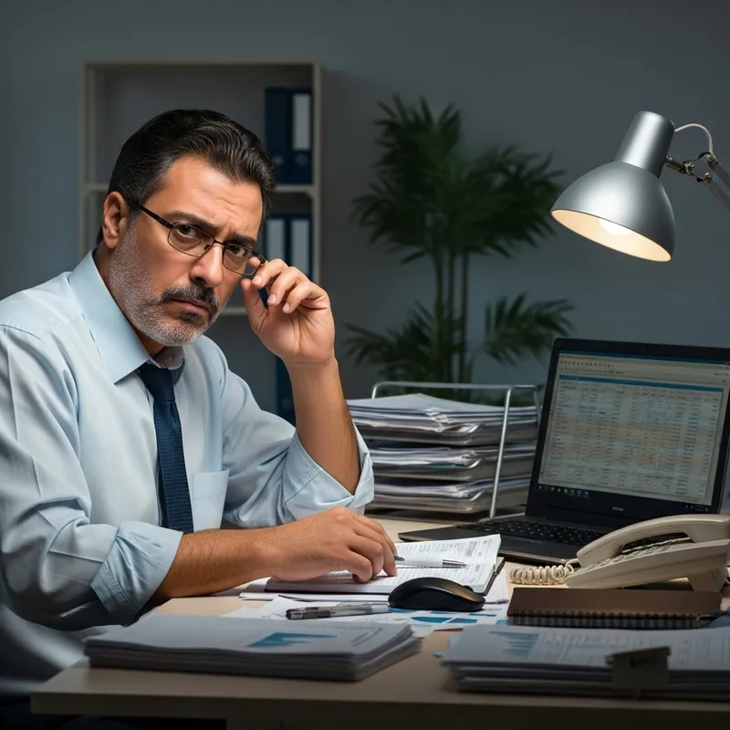 Stressed Middle-Eastern Man Managing Business with Concern Stressed Middle-Eastern Man Managing Business with Concern