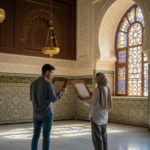 Exchange Students Embracing Moroccan Culture in a Mosque